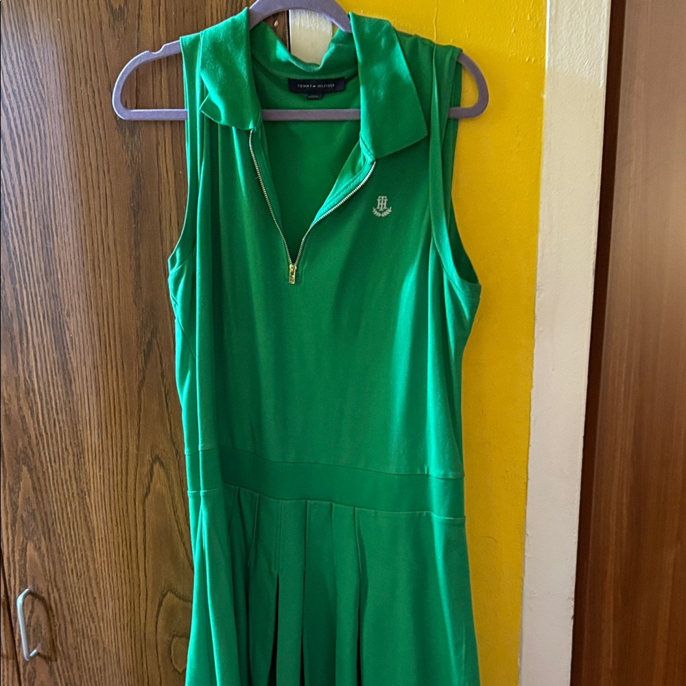 Tommy Hilfiger Vibrant Green Zip-Up Mini Dress